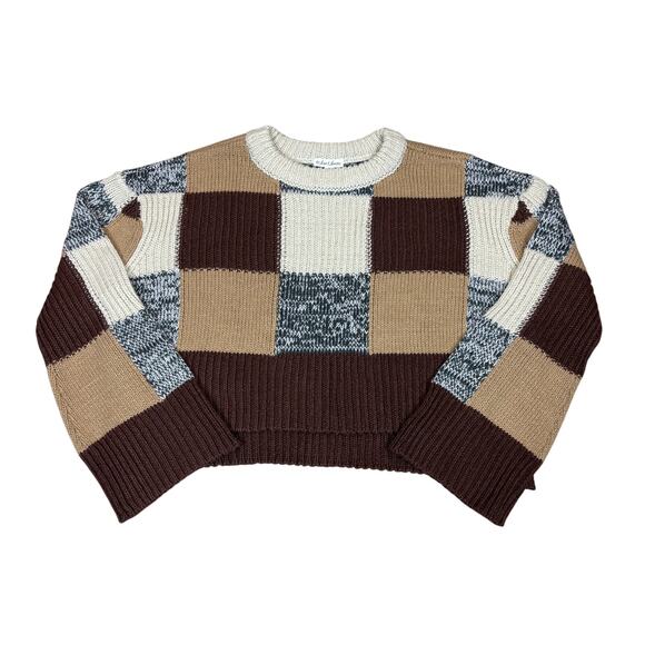 For Love & Lemons Finley Colorblock Check Sweater Women's XS - Picture 1 of 10